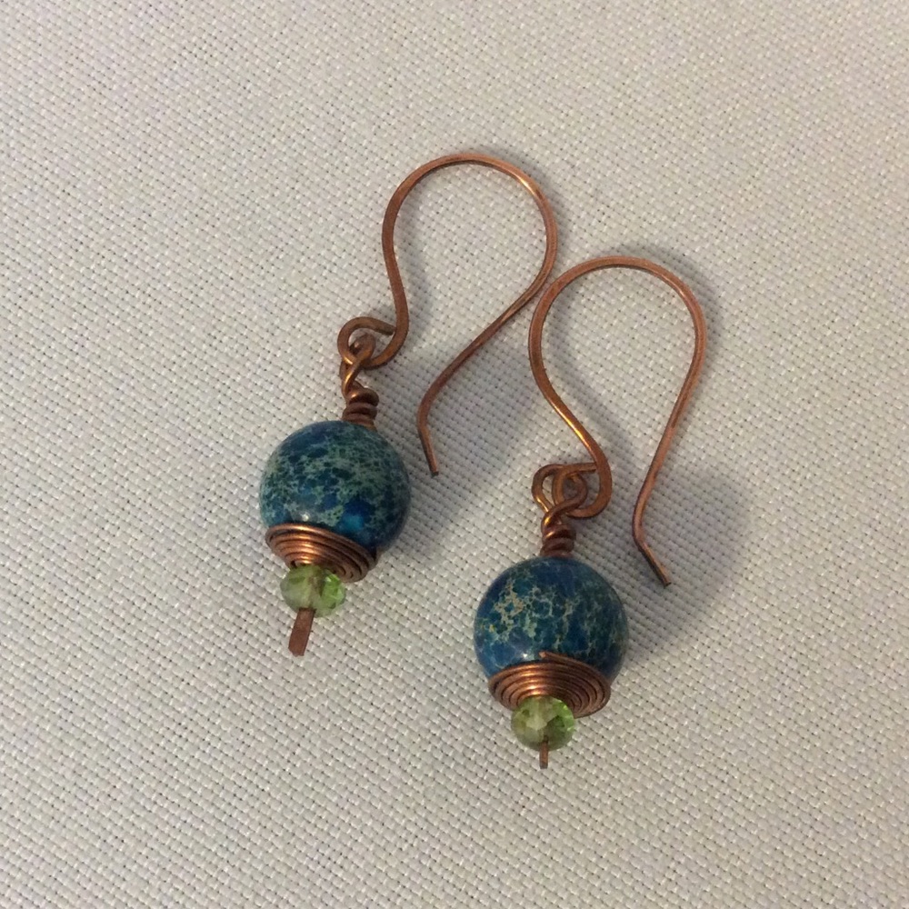 Moved to boutique 💕Handmade Blue Green Earrings